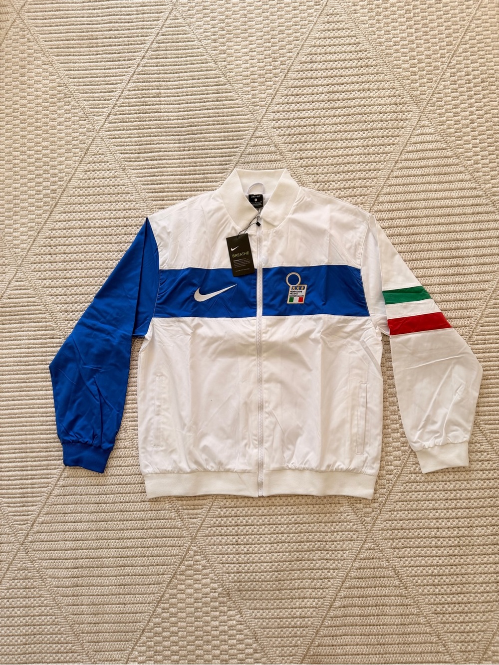 Nike White, Blue, Green & Red Italy Stripe Windbreaker